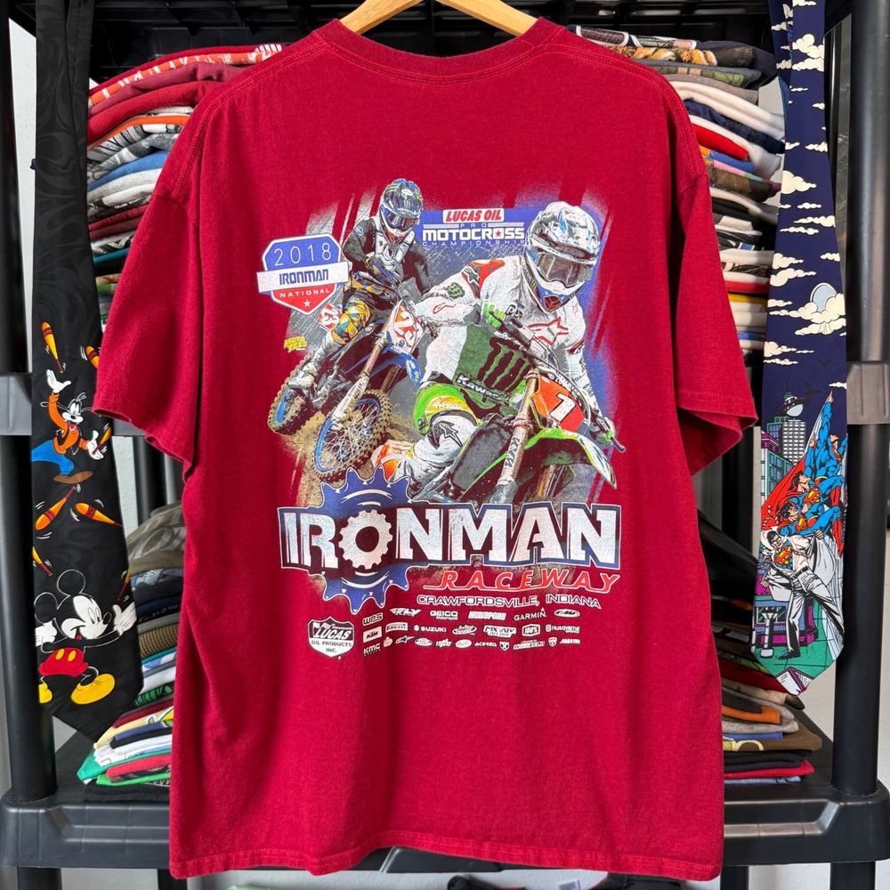 Modern Red 2018 Ironman National Motocross Raceway Graphic T-Shirt XL